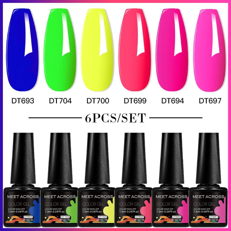 6-Color UV LED Gel Polish Set - Semi-Permanent Nail Art Kit