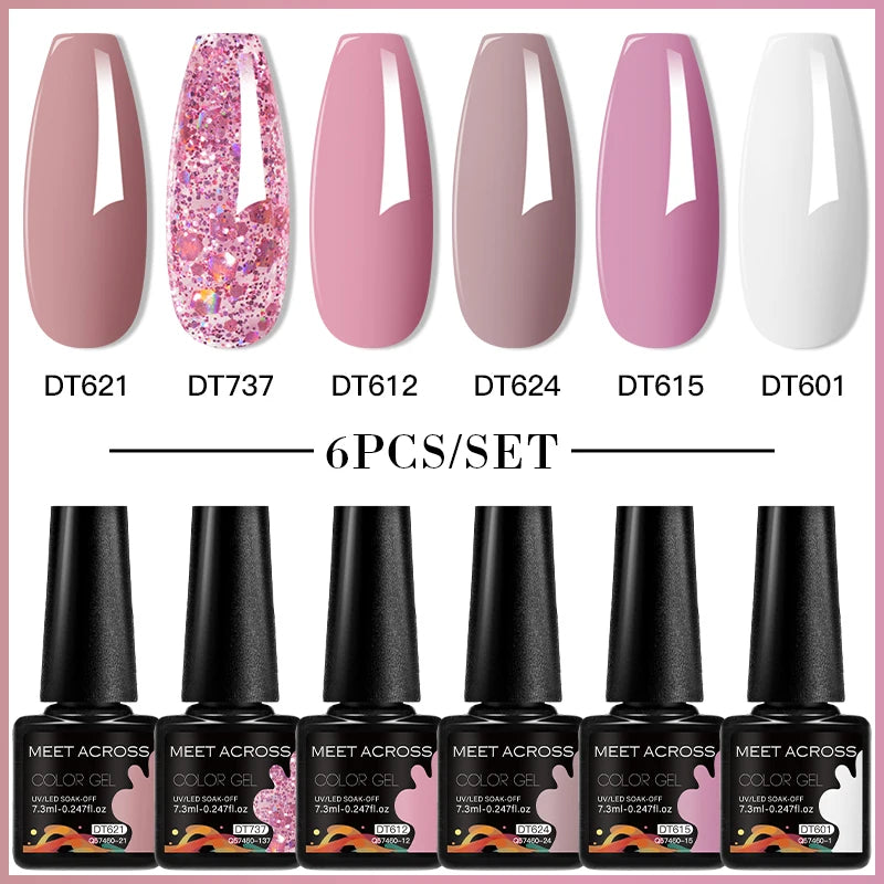 6-Color UV LED Gel Polish Set - Semi-Permanent Nail Art Kit