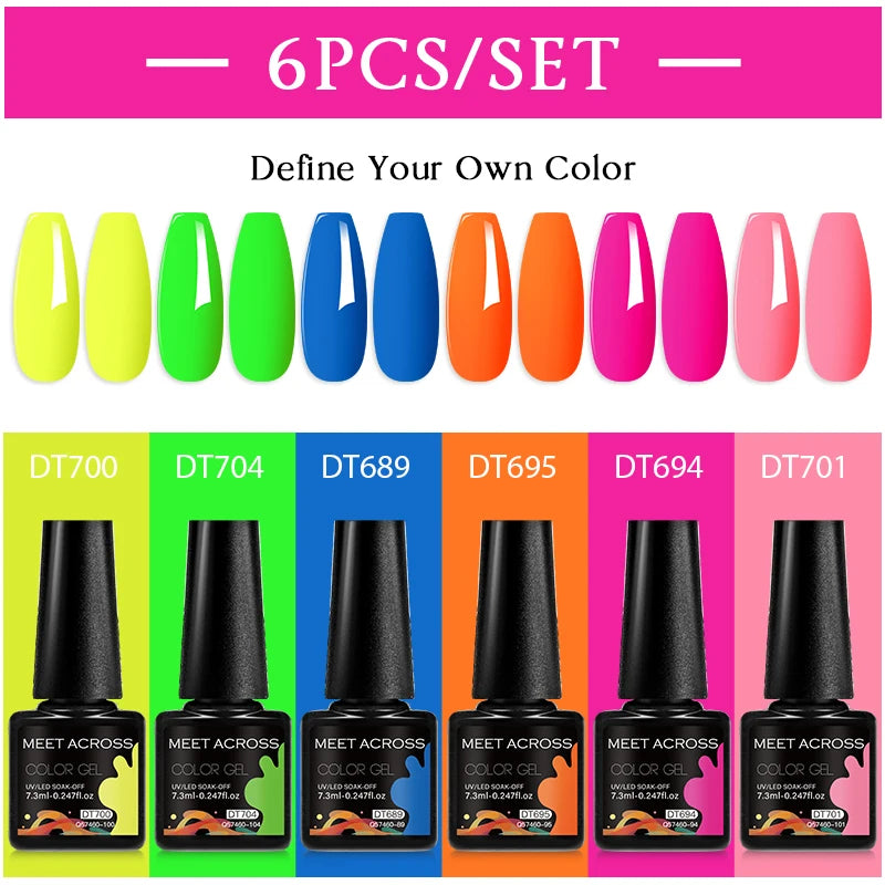 6-Color UV LED Gel Polish Set - Semi-Permanent Nail Art Kit