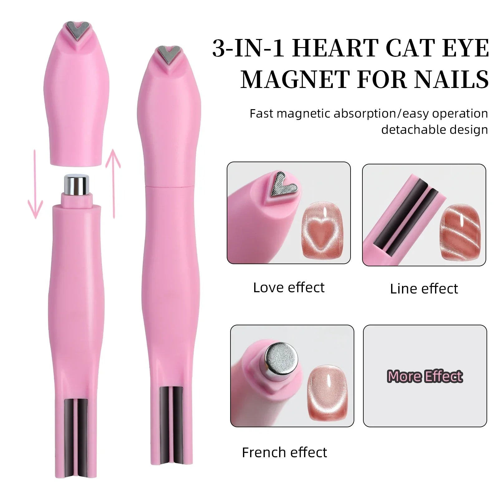 3-in-1 Cat-Eye Magnet Tool – Love, Snake & French Pattern for Gel Polish