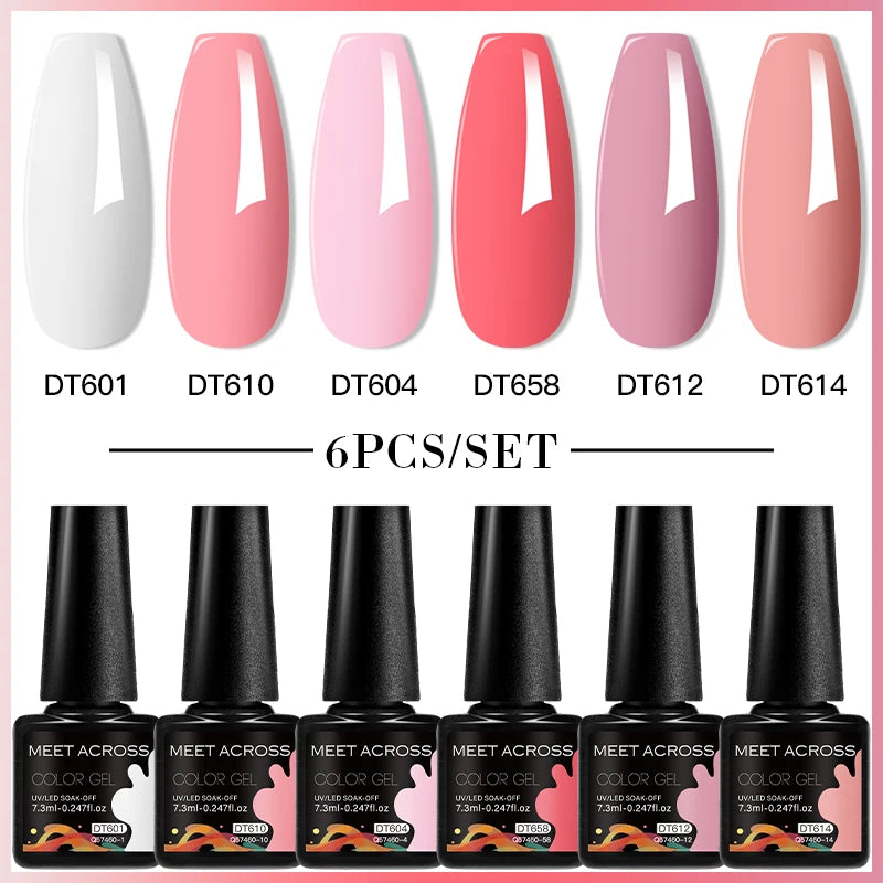 6-Color UV LED Gel Polish Set - Semi-Permanent Nail Art Kit