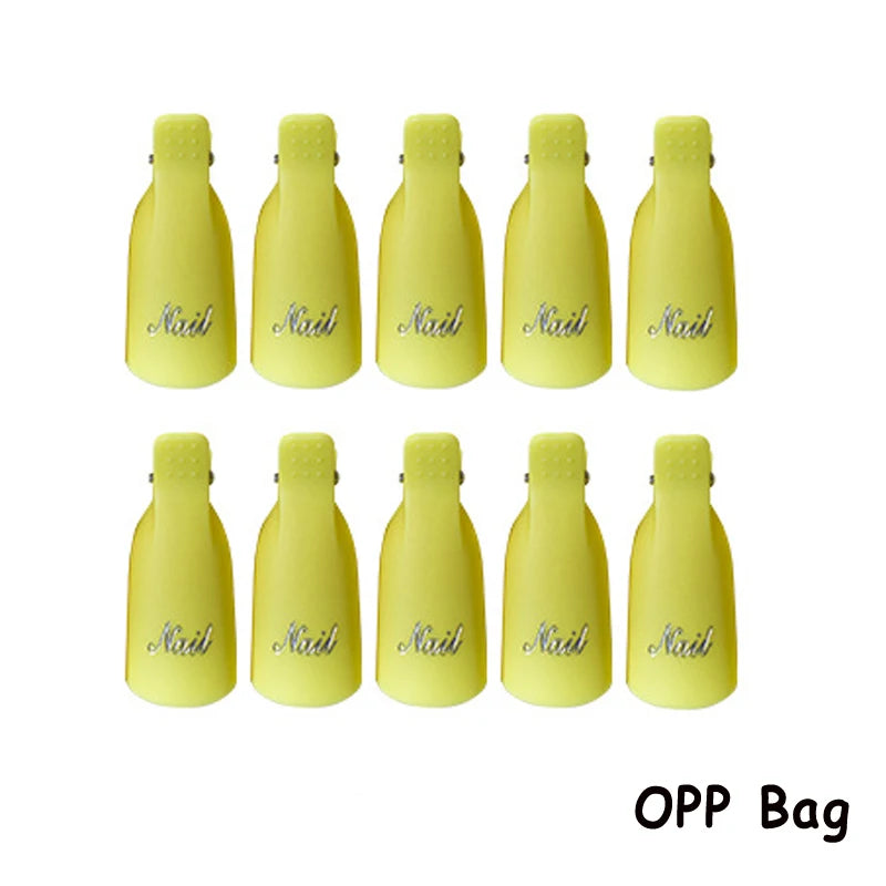 Gel Polish Soak-Off Clips – 10pcs Reusable Acrylic Nail Remover Caps