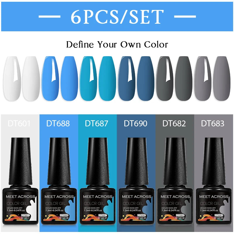 6-Color UV LED Gel Polish Set - Semi-Permanent Nail Art Kit