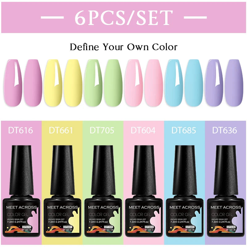 6-Color UV LED Gel Polish Set - Semi-Permanent Nail Art Kit