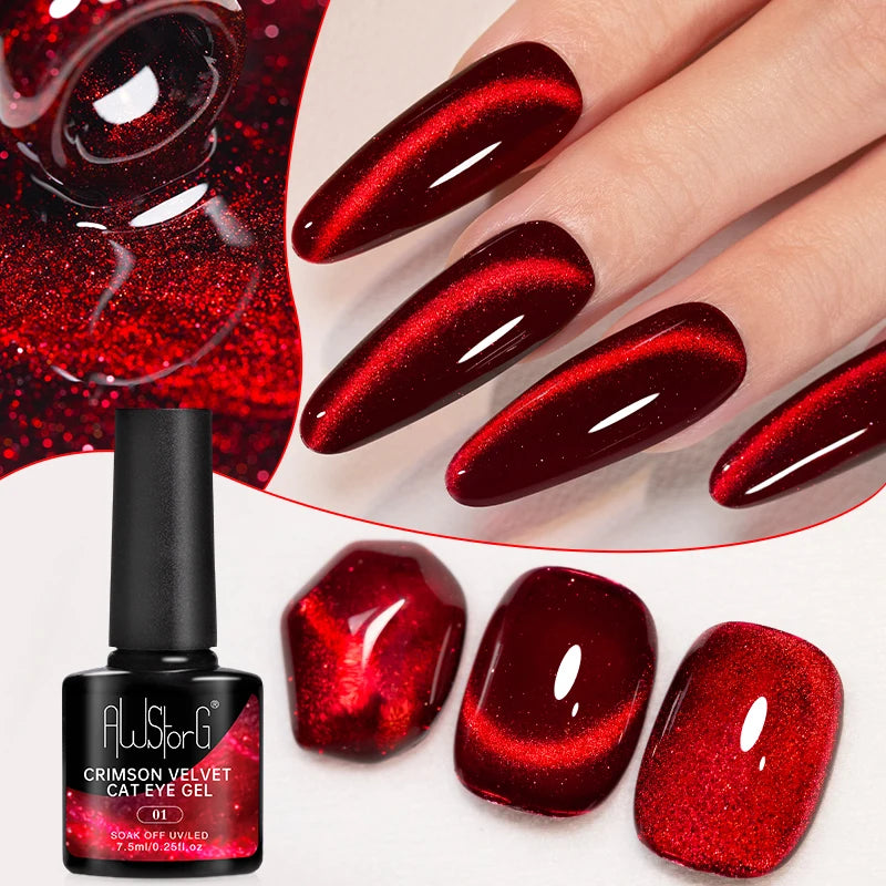 Crimson Velvet Cat Eye Magnetic Gel Nail Polish - 7.5ml