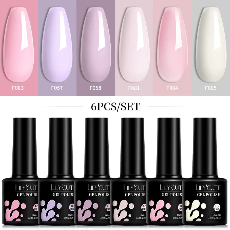 6-Piece Pink Gel Polish Set – Bright & Pastel Shades for Nail Art