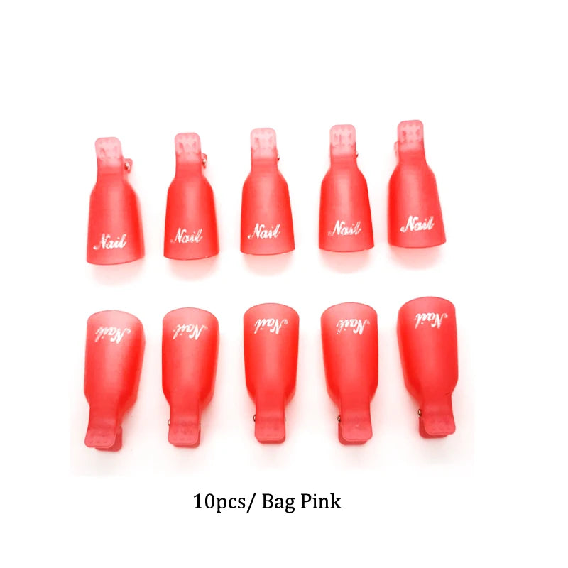 Gel Polish Soak-Off Clips – 10pcs Reusable Acrylic Nail Remover Caps