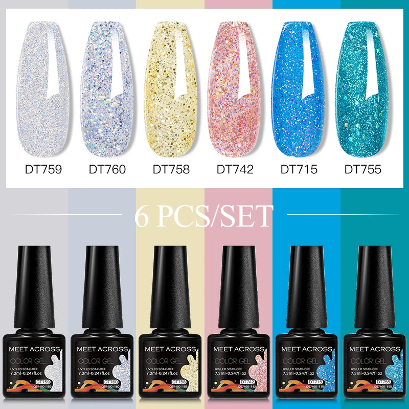 6-Color UV LED Gel Polish Set - Semi-Permanent Nail Art Kit