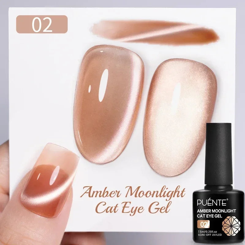 PUENTE 7.5ML Vibrant Blue Cat Eye Gel Nail Polish High Glossy Long-Lasting Soak Off UV Semi-Permanent Nail Art Varnish Manicure