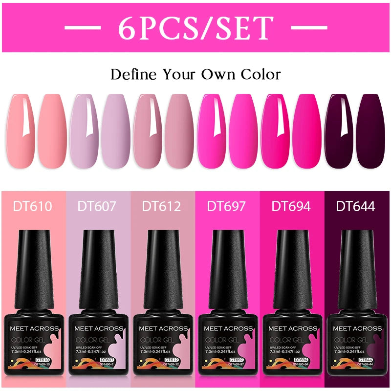 6-Color UV LED Gel Polish Set - Semi-Permanent Nail Art Kit