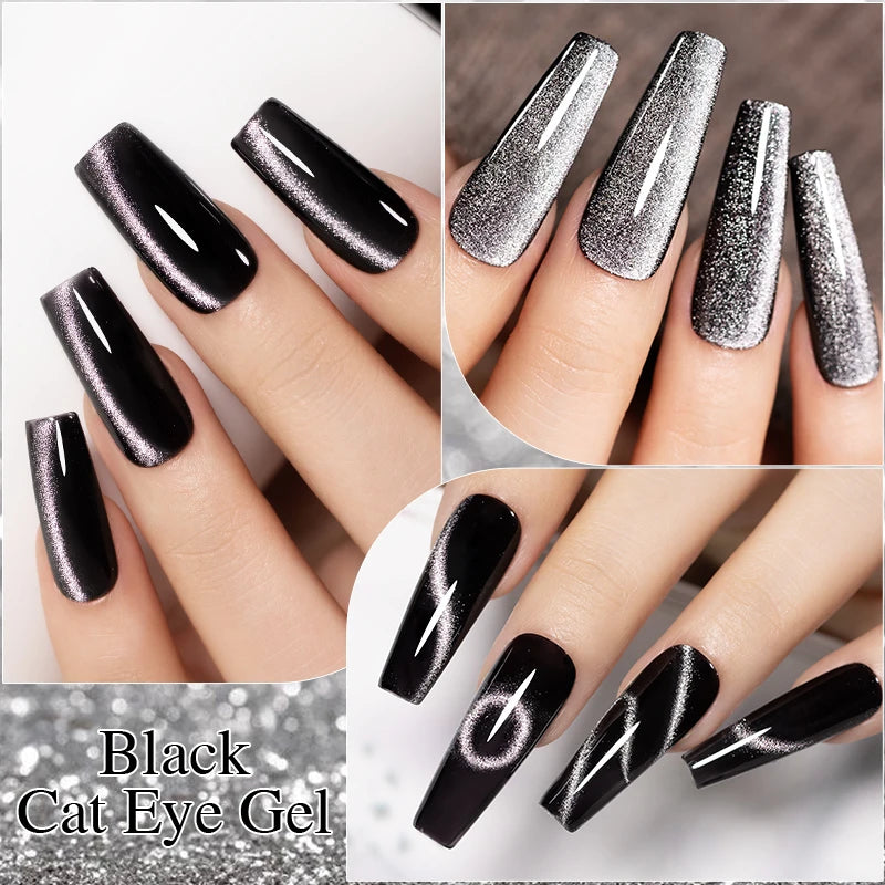 Ultra-Bright Black Cat Eye Magnetic Gel Nail Polish - 7.5ml