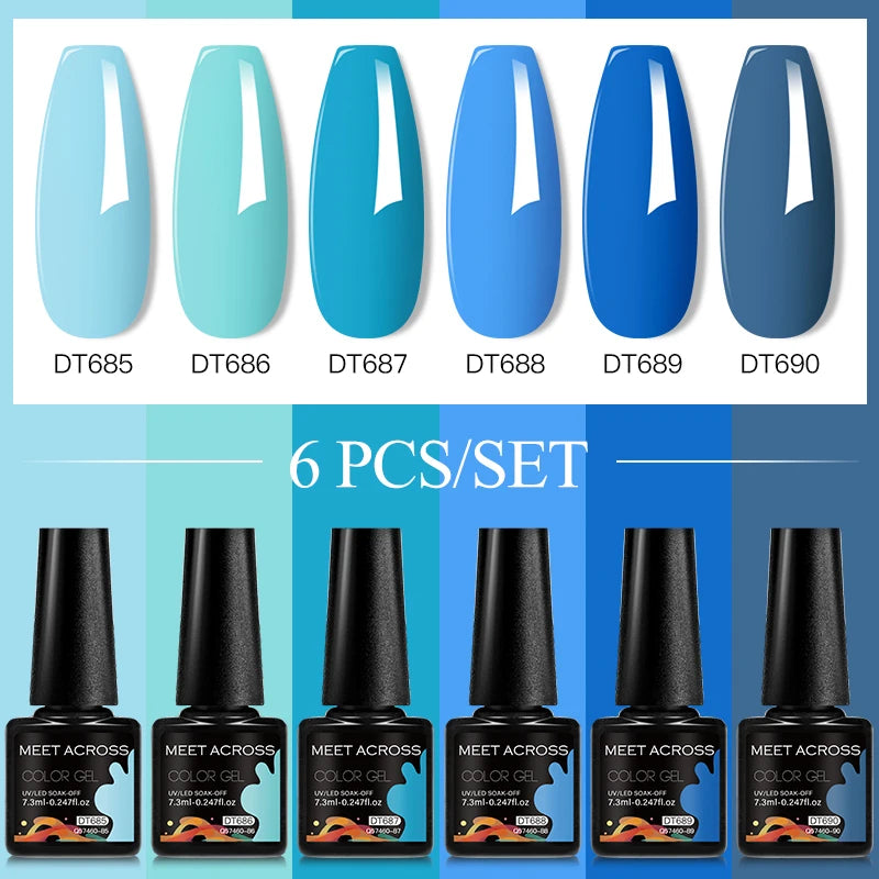6-Color UV LED Gel Polish Set - Semi-Permanent Nail Art Kit