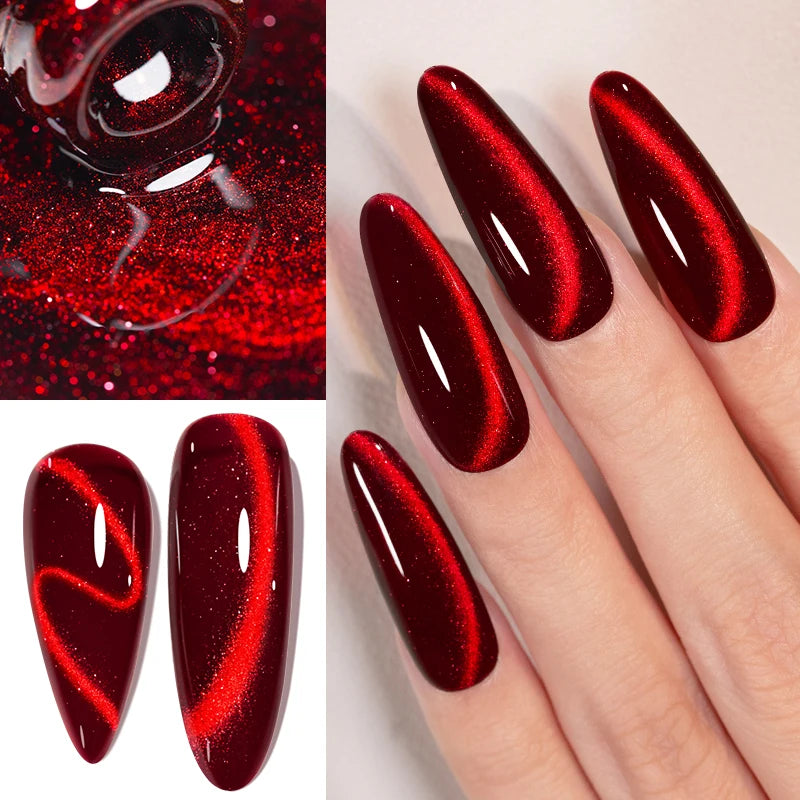 Crimson Velvet Cat Eye Magnetic Gel Nail Polish - 7.5ml