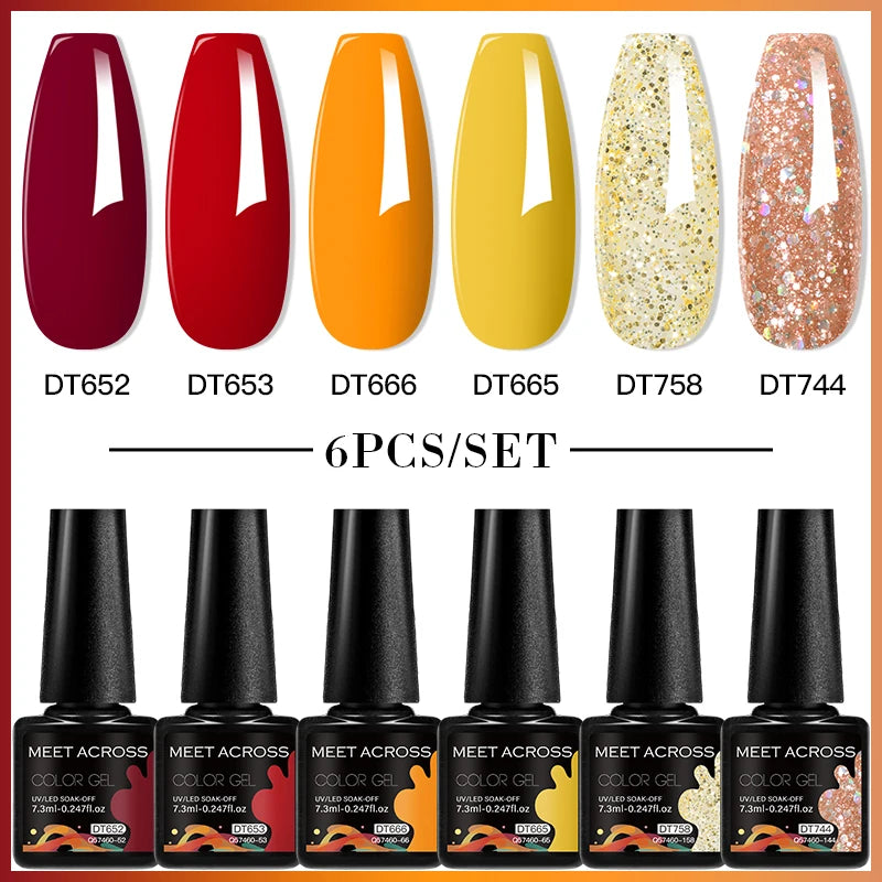 6-Color UV LED Gel Polish Set - Semi-Permanent Nail Art Kit