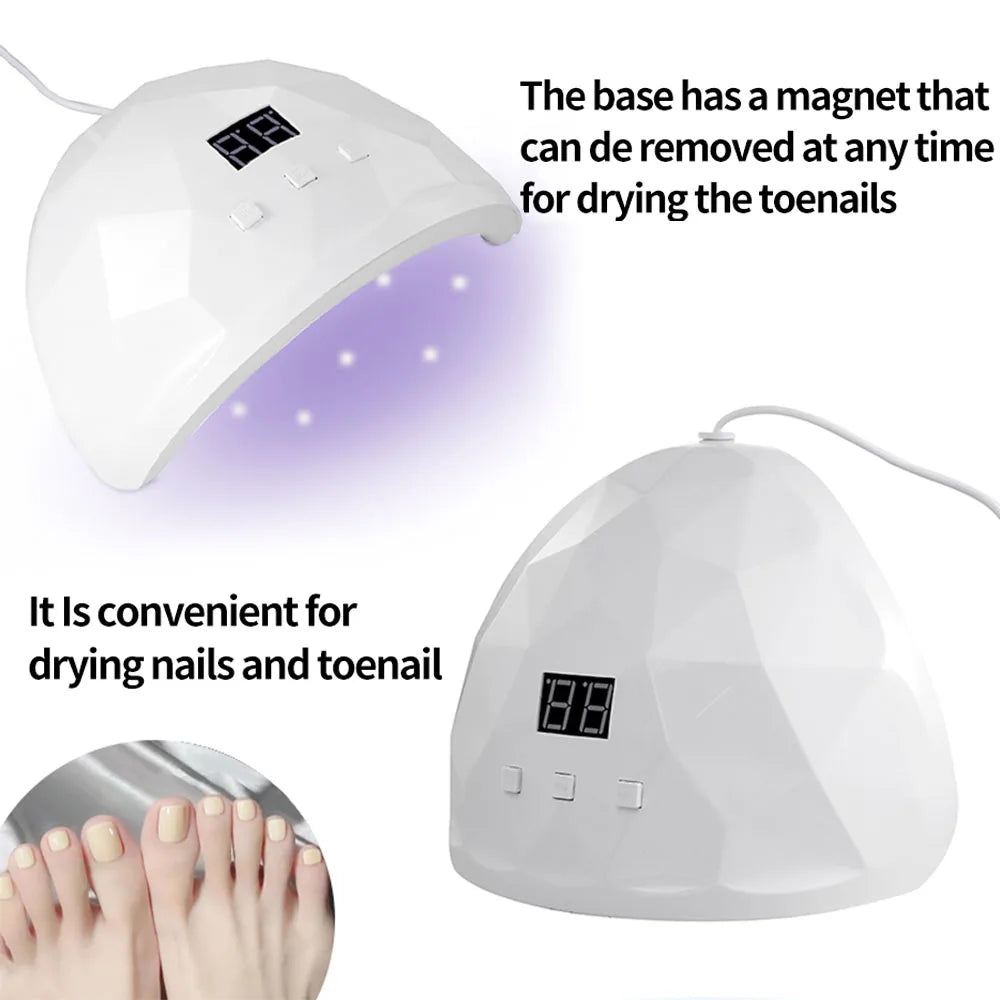 88W UV LED Nail Lamp – Professional Gel Polish Curing Dryer with Eye Protection