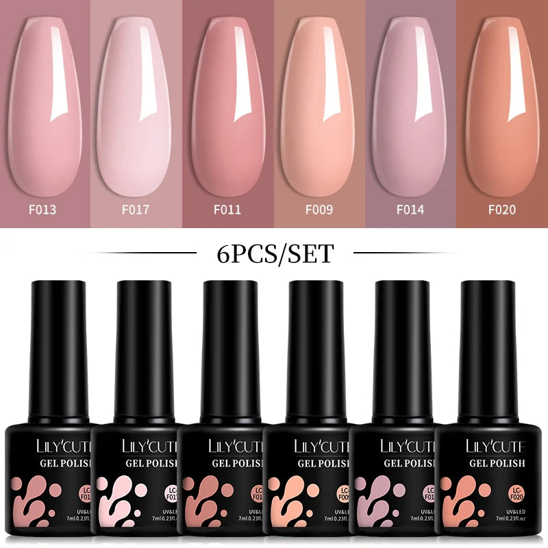 6-Piece Pink Gel Polish Set – Bright & Pastel Shades for Nail Art